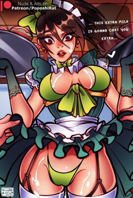 2d akali_jhomen_tethi breasts cafe cafeteria cameltoe cum cum_on_body cum_on_breasts cum_on_face cum_on_thighs cumshot english_text female fully_clothed gloves green_clothing league_of_legends lifting_skirt light-skinned_female light_skin maid maid_apron maid_cafe maid_dress maid_uniform poposhirat pussy revealing_clothes riot_games skimpy_clothes skirt skirt_lift skirt_pull skirt_up suprise_cumshot surprise_cumshot surprised surprised_expression text thick_thighs thighs thong underwear