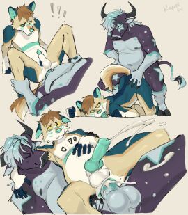 absurd_res anal anal_sex animal_genitalia anthro ass balls belly black_body black_fur bodily_fluids bovid bovine canid canine cattle closed_eyes cum cum_in_ass cum_inside cum_while_penetrated cumshot duo ejaculation fur genital_fluids genitals green_nose hi_res horn inflation interspecies kapri male male/male male_penetrated male_penetrating male_penetrating_male mammal penetration penile penile_penetration penis penis_in_ass penis_tip sex sheath slightly_chubby slightly_chubby_anthro slightly_chubby_male tan_body tan_fur yellow_eyes