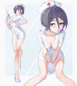 1girls bleach bleach:_the_thousand-year_blood_war breasts female female_only gloves kuchiki_rukia nurse nurse_clothing nurse_uniform petite petite_female short_hair skinny small_breasts smaller_female solo syringe tomboy waligner