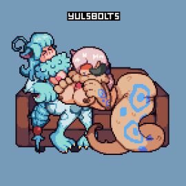 1:1 1futa 1girls animal_humanoid animated apode areolae aroused big_breasts bouncing bouncing_breasts breast_play breasts dajinn digital_media_(artwork) draconcopode duo female futa_on_female futanari herm horn humanoid intersex intersex/female jubilee_(dajinn) lamia legless light-skinned_female light-skinned_futa light_skin markings naga nipples paizuri pixel_(artwork) pixel_animation pixel_art reptile scales scalie senry_(dajinn) serpentine sex short_playtime snake split_form titfuck titjob yulsbolts