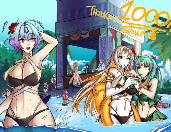 13girls 1_horn 2boys 6+girls absurdres ahoge alfonse_(fire_emblem) alternate_costume alternate_hairstyle angry aqua_hair arm_up armpits arms_under_breasts ass back bag bangs bar_(place) bare_arms bare_back bare_legs bare_midriff bare_thighs big_ass big_breasts bikini black_bikini black_hair black_one-piece_swimsuit black_swimsuit blonde_hair blue_bikini blue_eyes blue_hair blue_one-piece_swimsuit blue_swimsuit bob_cut braid breasts cleavage closed_eyes colored_inner_hair crossed_arms crossed_legs diving_mask drinking_straw fairy fairy_wings feh_(fire_emblem_heroes) female fire_emblem fire_emblem_awakening fire_emblem_heroes fjorm_(fire_emblem) flower food freyja_(fire_emblem) goddess goddesses gradient_background green_bikini green_hair green_swimsuit grey_hair gullveig_(fire_emblem) gunnthra_(fire_emblem) hair_flower hair_ornament heidr_(fire_emblem) heterochromia highres holding_hands horns hrid_(fire_emblem) ice_cream innertube large_breasts legs light-skinned_female light_blue_hair light_skin long_hair looking_at_viewer looking_back ludook male mask medium_breasts midriff mirabilis_(fire_emblem) money multicolored_hair multiple_boys multiple_females multiple_girls multiple_males nerthuz_(fire_emblem) nintendo official_alternate_costume official_alternate_hairstyle olivia_(fire_emblem) one-piece_swimsuit open_mouth orange_hair outdoors pale-skinned_female pale_skin palm_tree partially_submerged pelvic_curtain pink_eyes pink_hair plumeria_(fire_emblem) pointy_ears ponytail pool purple_hair red_eyes see-through seidr_(fire_emblem) sharena_(fire_emblem) shirt short_hair short_sleeves sidelocks sitting smile snorkel stomach swim_ring swim_trunks swimsuit thighs tree triandra_(fire_emblem) twintails two-tone_hair veronica_(fire_emblem) very_long_hair watermelon white_bikini white_hair white_swimsuit wings yellow_bikini yellow_eyes yellow_hair yellow_horns yellow_swimsuit ylgr_(fire_emblem)