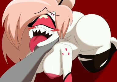 1girls ahe_gao all_fours areolae asphyxiation ass big_ass big_breasts breasts bubble_ass bubble_butt busty cherri_bomb_(hazbin_hotel) cyclops demon demon_girl disembodied_hand eyes_rolling_back fat_ass female hazbin_hotel huge_ass huge_breasts large_ass large_breasts looking_pleasured mechspazer nipples nude nude_female open_mouth png red_background thick_ass tongue tongue_out