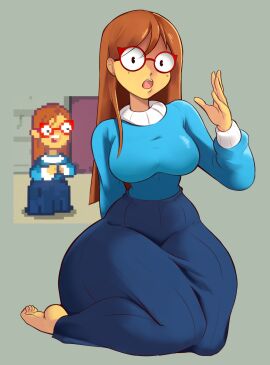 1girls 2025 ass barefoot big_ass big_breasts bra breasts clothed clothing feet female female_only glasses hairy hi_res hilo huge_ass innocent kindergarten_(game) kindergarten_3 long_hair looking_at_viewer ms._lovelett nerd nerd_female orange_hair panties roughjam sitting skirt soles solo solo_female teacher thick thick_ass thick_thighs toes