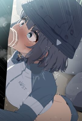 1boy absurdres bar_censor black_hair black_hat blue_archive blue_eyes bucket_hat censored commentary_request fellatio female hat heart heart-shaped_pupils highres male midriff mizumizuni official_alternate_costume oral penis rash_guard saki_(blue_archive) saki_(swimsuit)_(blue_archive) short_hair solo_focus straight symbol-shaped_pupils variant_set