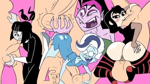 4boys 4girls ass ass_grab ass_on_face balls balls_clench balls_grab black_hair clothing creepy_susie crossover fangora_dracula fangs female ghost ghost_girl goth goth_girl hotel_transylvania human jones_boi light-skinned_male light_skin looking_at_balls male mavis_dracula monster monster_girl nude nude_male open_mouth penis phantasma_phantom scooby-doo scooby-doo_and_the_ghoul_school testicles testicles_clench the_baskervilles the_oblongs unseen_male_face vampire vampire_girl