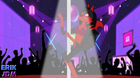 16:9 4k absurd_res bikini canid canine clothing crowd dancing danielle_(nickartistfox00) fox group hi_res japanese mammal pole pole_dancing stripper swimwear two-piece_swimsuit widescreen