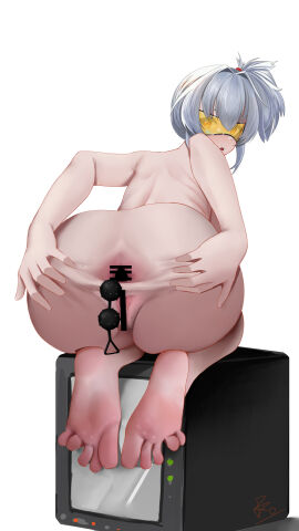 1girls anal anal_beads anal_sex ass ass_focus ass_up asshole bao_(pixiv_99415611) barefoot beads beads_(sex_toy) beads_in_ass big_ass big_breasts breasts censor_bar censored female female_focus female_only goggles goggles_on_face hoyoverse large_breasts legs looking_at_viewer looking_behind ponytail pussy sitting sitting_on_tv soldier_11 solo solo_female solo_focus spread_anus spread_ass spread_butt spread_pussy spreading thick_ass thick_thighs thighs tinted_eyewear tv white_background white_hair zenless_zone_zero