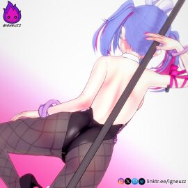1girls 3d black_pantyhose blue_eyes blue_hair bow bowtie breasts bunny_ears bunnysuit clothed clothed_female clothing commission female female_focus female_human female_only gumroad hatsune_miku igneuzz light-skinned_female light_skin lingerie lingerie_bra lingerie_only lingerie_panties medium_breasts mv_character pantyhose ponytail ponytails rabbit_ears rabbit_hole_(deco*27/caststation) rabbit_hole_(vocaloid) smile solo solo_female solo_focus stripper stripper_pole tagme vocaloid