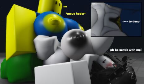 1futa 1girls 3d all_the_way_to_the_base ass balls balls_deep baseplate big_ass big_breasts big_cock black_hair blush breasts dialogue english_text female futa_on_female futanari huge_breasts huge_cock intersex noob penetration penis pumpkinlesspie roblox roblox_avatar robloxian sex stomach_bulge tagme tagme_(artist) text thick_thighs white_body