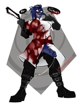 1boy ambiguous_gender bileshroom blood_splatter blood_stain breasts commission mad_scientist male non-human original original_character penis penis_out penis_piercing pierced_genitals pierced_penis pinup toony_face veiny_penis