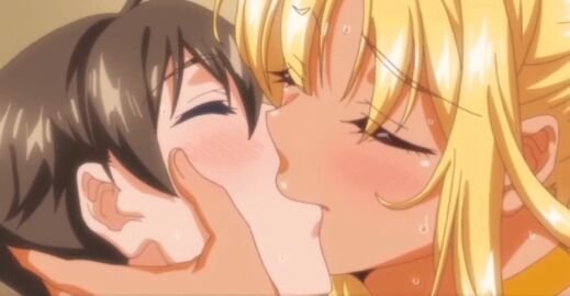 1boy 1girls animated fellatio kiss_on_lips kissing pink_pineapple rennyu_order