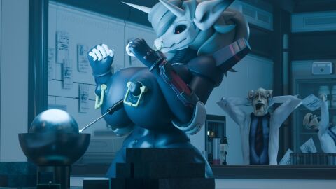 1girls 3d aggron anthro anthro_focus background_character breasts creatures_(company) crossover demon_core female furry furry_female game_freak half-life half-life_(series) humor isaac_kleiner male meme nintendo nipple_piercing nipples piercing pokemon pokemon_rse scientist_(half-life) titanium_(aggrontitanium) turborenegade valve valve_(company)