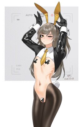 fake_animal_ears female female_only girls'_frontline girls'_frontline_2:_exilium leva_(girls'_frontline_2) maebari mk_xlviii paid_reward_available pasties pubic_hair reverse_bunnysuit ump45_(girls'_frontline)