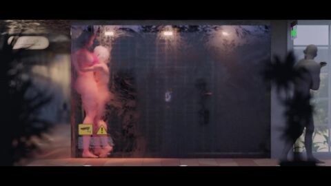 1boy 1girls 3d against_wall animated ass_focus big_ass big_breasts bottomless choker d.va female gigaenjoyer huge_breasts large_breasts male male/female mini_giantess overwatch overwatch_2 scrag_d.va scraggle size_difference sound sports_bra standing thigh_sex video voluptuous white_hair