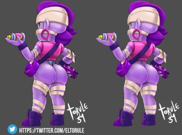 ass ass_focus back back_view bag bandage big_ass big_butt bottomless bracelet bracelets brawl_stars can clothed clothing comparing earrings emo emz_(brawl_stars) female female_focus female_only from_behind full_body half-dressed hips monster monster_girl mummy naked no_panties panties partially_clothed phone pointy_ears purple-skinned_female purple_body purple_hair purple_skin rear_view simple_background skinny skull_earrings slim solo solo_female solo_focus spray_can standing thick_ass thong torule34 undead underwear weapon wedgie wide_hips zombie zombie_girl