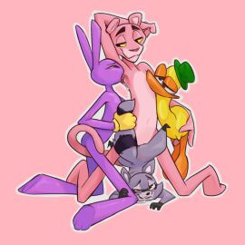 1:1 anal anal_sex anthro armpit_fetish armpit_lick armpit_play beak biped blush bodily_fluids clothing dripping eye_roll felid fur glitch_productions grey_body grey_fur group hat hat_only headgear headgear_only headwear headwear_only indigo_park ittybittykittytittys jax_(the_amazing_digital_circus) lagomorph leporid licking male male/male mammal mostly_nude navel nude pantherine pato_(pocoyo) penetration penile penile_penetration penis pink_background pink_body pink_fur pink_panther procyonid purple_body rabbit raccoon rambley_(indigo_park) saliva saliva_drip sex simple_background smile tail tail_grab the_amazing_digital_circus tongue yellow_body