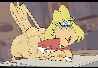 1boy 1girls ass big_ass big_butt blonde_hair female huge_ass huge_butt male mature_female milf mother nickelodeon partial_male pleasure_face pokachu_(artist) rita_loud the_loud_house thick_thighs wide_hips