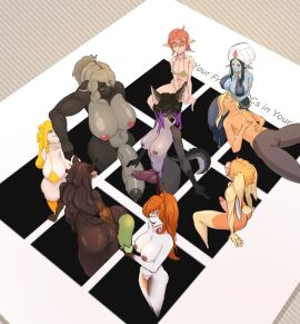 anthro bailey_(casloafy) big_breasts big_penis breasts canid canine canis elf felid feline female futanari genie genie_(harusame10000) genitals group hi_res human intersex intersex/female intersex/intersex lagomorph leporid male male/female mammal mephitid penis rabbit schorl size_difference skunk wolf