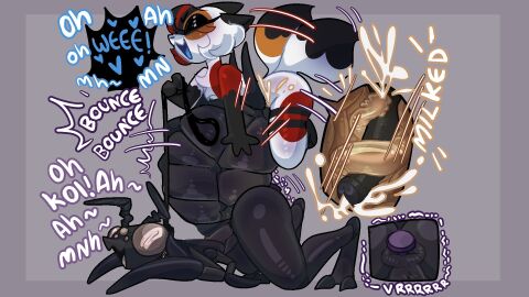 anal anal_sex anthro arthropod arthropod_abdomen arthropod_abdomen_genitalia arthropod_abdomen_penetration ass ass_up black_body bodily_fluids collar cum cumshot dizzy_(artlegionary) duo ejaculation felid feline femboy fluffy fluffy_tail genital_fluids genitals halfpricesouls hi_res insects internal larger_penetrated leash leash_pull leashed_collar male male/male mammal mantis moan object_in_ass penetration sex_toy sex_toy_in_ass sex_toy_insertion size_difference slit_penetration slit_play small_dom_big_sub small_top_big_bottom spiral_eyes tail tail_motion tailwag text vibrator vibrator_in_ass