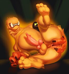 1boy alien anthro ass balls ben_10 boner erection fur furry gay justmegabenewell laying_on_side legs_up male male_only nude penis presenting presenting_ass solo solo_focus solo_male teasing vulpimancer wildmutt