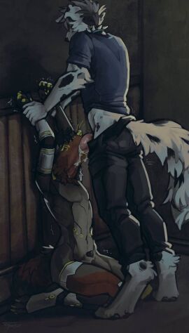 canid canine canis fellatio hi_res male male/male mammal oral penile penis sex tail wolf