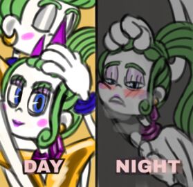 blue_eyes blush blushing day_and_night dreamworks female green_hair incest light-skinned_female light-skinned_male light_skin male pale-skinned_female pale-skinned_male pale_skin siblings trolls trolls_band_together universal_pictures universal_studios velvet_(trolls) veneer_(trolls)