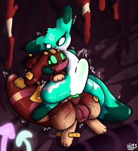 absurd_res balls big_penis bodily_fluids bulge dstitan duo facial_scar female feral fungus genital_fluids genitals glowing glowing_genitalia glowing_penis gold_(metal) hi_res male male/female mushroom paws penetration penile penile_penetration penis precum pupil raelex_luminarapex_(dstitan) rain_world scar slugcat stomach_bulge sweat sweaty_balls sweaty_genitalia sweaty_legs sweaty_thighs tail trav_(nyxikonyx) vaginal_penetration videocult vulva