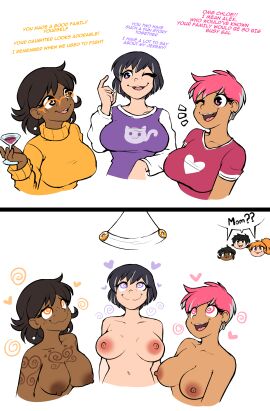 breasts female happy_trance hypnosis mind_control mother_and_daughter sweaterbrat topless