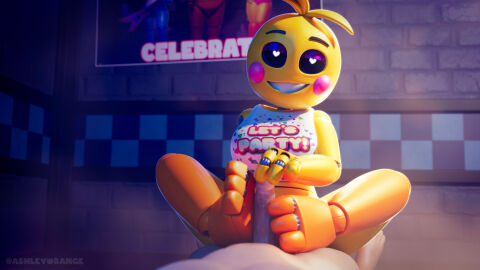 3d 3d_(artwork) anthro ashleyorange bib female five_nights_at_freddy's five_nights_at_freddy's_2 foot_fetish footjob male penis straight tagme toy_chica_(ashleyorange) toy_chica_(fnaf) toy_chica_(love_taste)