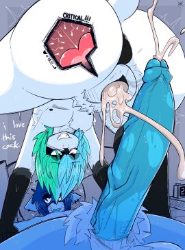 absurd_res aimpunch anthro anus ass azura_(aimpunch) balls bat big_penis black_body black_fur blue_body blue_fur blue_hair bodily_fluids cross-eyed cum cum_in_pussy cum_inside cumshot cuntboy cuntboy/male dialogue drakon_(aimpunch) duo ear_piercing ear_ring ejaculation english_text erection facial_markings fangs foreskin fur genital_fluids genitals green_hair hair half-closed_eyes head_markings heart_symbol hi_res huge_cock humanoid_genitalia humanoid_penis humanoid_pussy impregnation intersex intersex/male male mammal markings mask_(marking) multicolored_hair narrowed_eyes open_mouth open_smile orgasm ovum penis piercing procyonid pubes pull_out pussy raccoon ring_piercing smile smirk smug smug_face smug_grin sperm_cell teeth text two-tone_hair uncircumcised vein veiny_penis white_body white_fur