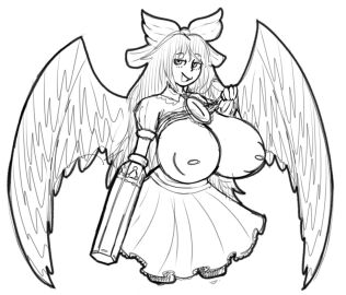 1girls acubedpersonoid arm_cannon breasts dress female huge_breasts tagme touhou utsuho_reiuji wings
