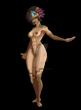 1girls athletic athletic_female awilix_(smite) female goddess hi-rez_studios light-skinned_female light_skin mayan_mythology mesoamerican_mythology mythology nude pinup smite solo tattoo watermark