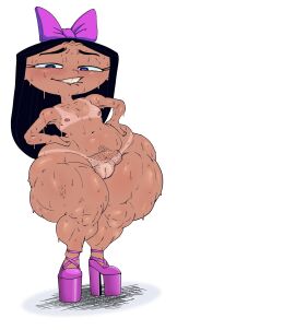 female high_heels hyper hyper_thighs isabella_garcia-shapiro peppyrobo phineas_and_ferb platform_heels shaved_crotch shortstack solo solo_female solo_focus sweat sweating sweaty sweaty_body tagme tan_body tan_lines tan_skin