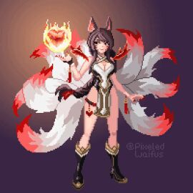 ahri animal_ear_fluff animal_ears animal_girl animated big_breasts black_hair bouncing_breasts breasts busty cleavage clothing curvaceous curves curvy curvy_body curvy_female curvy_figure curvy_hips eyelashes eyeliner eyeshadow facial_markings female fluffy fluffy_ears fluffy_tail fluffy_tails fox fox_ears fox_girl fox_tail furry_tail hall_of_legends hips humanoid inner_ear_fluff kemonomimi kitsune league_of_legends light-skinned_female light_skin long_hair multi_tail nine_tailed_fox pale-skinned_female pale_skin pixel_art pixeledwaifus riot_games risen_legend_ahri sfw tail vastaya video_games yellow_eyes