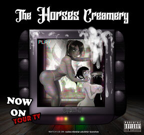 bestiality breasts cum cum_drip cum_in_mouth cum_on_body cum_on_breasts female horsecock male penis sirbanshee umemaro_3d zoophilia