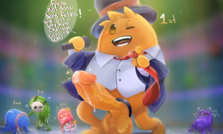 bean_(dumb_ways_to_die) cock_ring crowd_watching cum cum_on_body dumb_ways_to_die erection