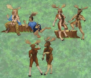 amethyst_beetle antlers breasts deer female futa_transformation futanari gender_transformation hi_res hooves horn human human_to_anthro intersex male male_to_futa mammal mid-transformation moose mti_transformation new_world_deer species_transformation transformation