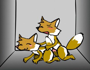 :3 animal_genitalia animal_penis animated anthro ass blush canid canine canine_genitalia canine_penis doggy_style duo female fox from_behind_position genitals hand_on_ass hand_on_butt happy male male/female mammal nchproductions penis sex