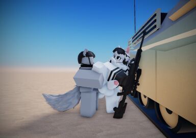 2boys 3d anthro anthro_male avewagetrashuwu balls barrett boykisser dummy_(roblox) erect_penis erection furry gay gun male male_only multiple_boys multiple_males penis roblox robloxian silly_cat_(mauzymice) sniper_rifle tagme tank testicles