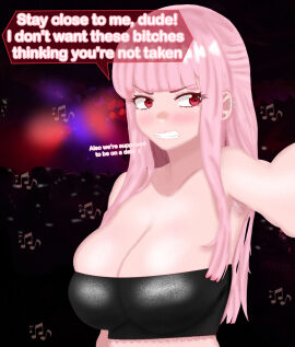 1girls angry angry_expression angry_face armpit armpit_crease armpit_hair armpit_hair_peek armpit_peek armpits assertive assertive_female averting_eyes background background_music background_people black_tubetop blunt_bangs blunt_ends breasts breasts_squeezed_together clenched_teeth club couple couple_(romantic) dancer dancing date dating dialogue ear_piercing eddarxart english english_text female femdom furrowed_brow helping_hand hololive hololive_english hololive_myth holomyth kabedon kabedon_on_viewer large_breasts long_hair looking_at_another looking_to_the_side male mori_calliope musical_note musical_notes musician night nightclub piercing pink_armpit_hair pink_hair possessive possessive_female pov pov_male protective reaching_out reaching_towards_viewer red_eyes speech_bubble talking talking_to_viewer teeth teeth_clenched teeth_showing text translated tube_top tubetop virtual_youtuber vtuber wall_slam yelling