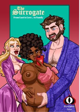 1boy 2girls afro bisexual bisexual_female blonde_hair blue_eyes comic comic_cover couple cover dark-skinned_female dark_skin female illustratedsins interracial light-skinned_female light-skinned_male light_skin male marriage mature mature_female mature_male porn pregnancy pregnant robes swingers yuri