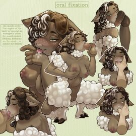 1:1 absurd_res anthro areola asakitty bisexual blush bodily_fluids bovid breast_grab breasts caprine cum cunnilingus curly_hair drooling english_text fellatio female female/female finger_in_mouth finger_suck freckles fur genital_fluids genitals green_eyes group hair hand_in_mouth hand_on_breast hi_res hooves licking male male/female mammal medium_breasts nipples oral penile pink_nipples saliva self_lick sex sheep spread_legs spreading sucking text tongue vaginal_penetration vulva wool_(fur)
