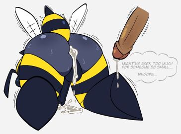 after_anal after_sex ass back_view bee bee_boy bee_humanoid big_ass big_butt cum cum_drip cum_in_ass cum_inside dark-skinned_female dark_skin dialogue female male male/female male_penetrated max_(stashamber) micotherock oc on_knees original_character sex stashamber_(artist) tagme tagme_(character) trans_woman transfem
