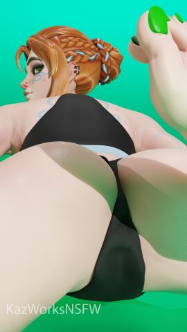 almost_naked ass ass_focus butt_focus feet feet_focus feet_up female female_focus foot_fetish foot_focus freja_(overwatch) freja_skov kazworksnsfw looking_at_viewer looking_back overwatch overwatch_2 pov_ass underwear
