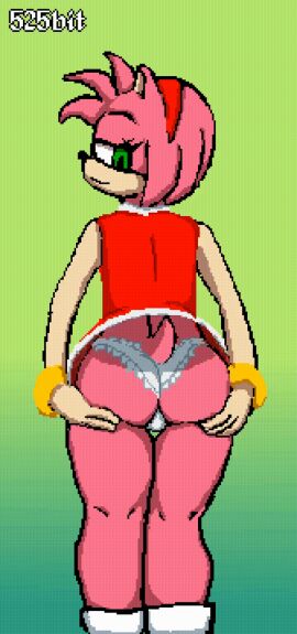 1girls 2d 2d_animation 525bit amy_rose animated animated_gif ass ass_shake ass_shaking bracelets dress female furry gif gold_bracelet groping_own_ass hedgehog looking_back panties pixel_art sega shaking_ass sonic_(series) tail