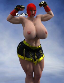 3d breasts busty female female_focus female_only hourglass_figure knockkale marisa_rossetti muscles muscular muscular_female nude nude_female nudity red_hair street_fighter tagme wide_hips