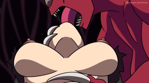 2d animated breasts brown-haired_female brown_hair extreme_french_kiss fellatio female gif hinca-p karena_lesproux licker_(resident_evil) licking lupo nipples resident_evil resident_evil_operation_raccoon_city