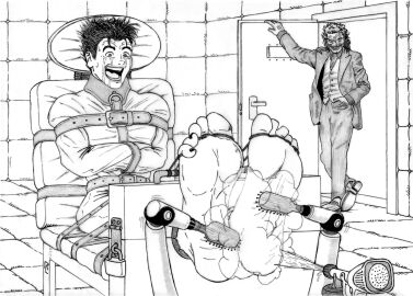 2022 2boys arkham_asylum asylum batman_(series) black_and_white bondage captured captured_hero crying crying_with_eyes_open dc dc_comics guy_in_distress helpless hero_and_villain hero_in_trouble itching_powder kidnapped male male_feet male_only male_tickling rabastanlestrang robin_(dc) robin_(tim_drake) straitjacket tears the_joker tickle_torture tickling tickling_feet tickling_machine tim_drake toes_tied watching_from_afar