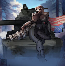 absurd_res american_flag anthro armor armored_vehicle balls big_breasts breasts canid canine cape clothing digital_media_(artwork) djpuppeh erection flag futanari genitals gun herm hi_res humanoid intersex lips lipstick living_machine machine makeup mammal military nude original_character panzerhund penis ranged_weapon robot sharp_teeth smile solo solo_focus tank teeth thick_thighs vehicle weapon wolfenstein