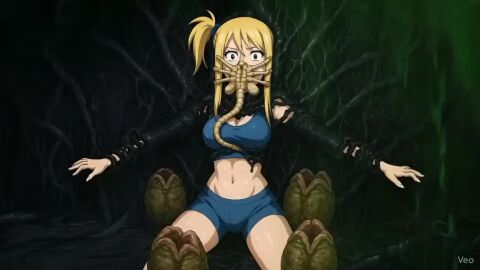 alien alien_(franchise) animated anime belly blonde_female blonde_hair eggs facehugger fairy_tail gym_clothes impregnation lucy_heartfilia tagme video xenomorph